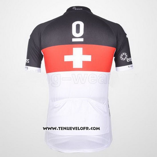 2011 Maillot Ciclismo Trek Leqpard Champion Suisse Rouge et Blanc Manches Courtes et Cuissard